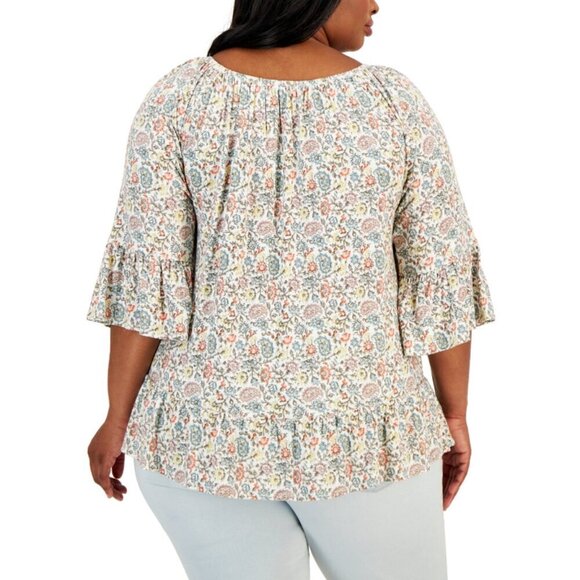 Style & Co. Plus Size Floral Printed On-Off Top NWT - Picture 3 of 8